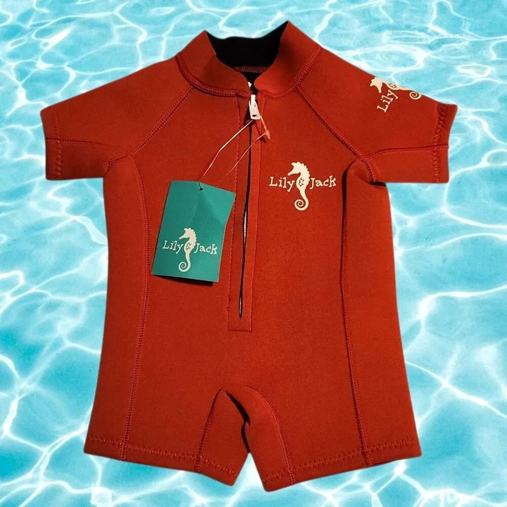 Lily & Jack Baby Wetsuit Short Sleeves Zip Front Red Size XS 6-12 months